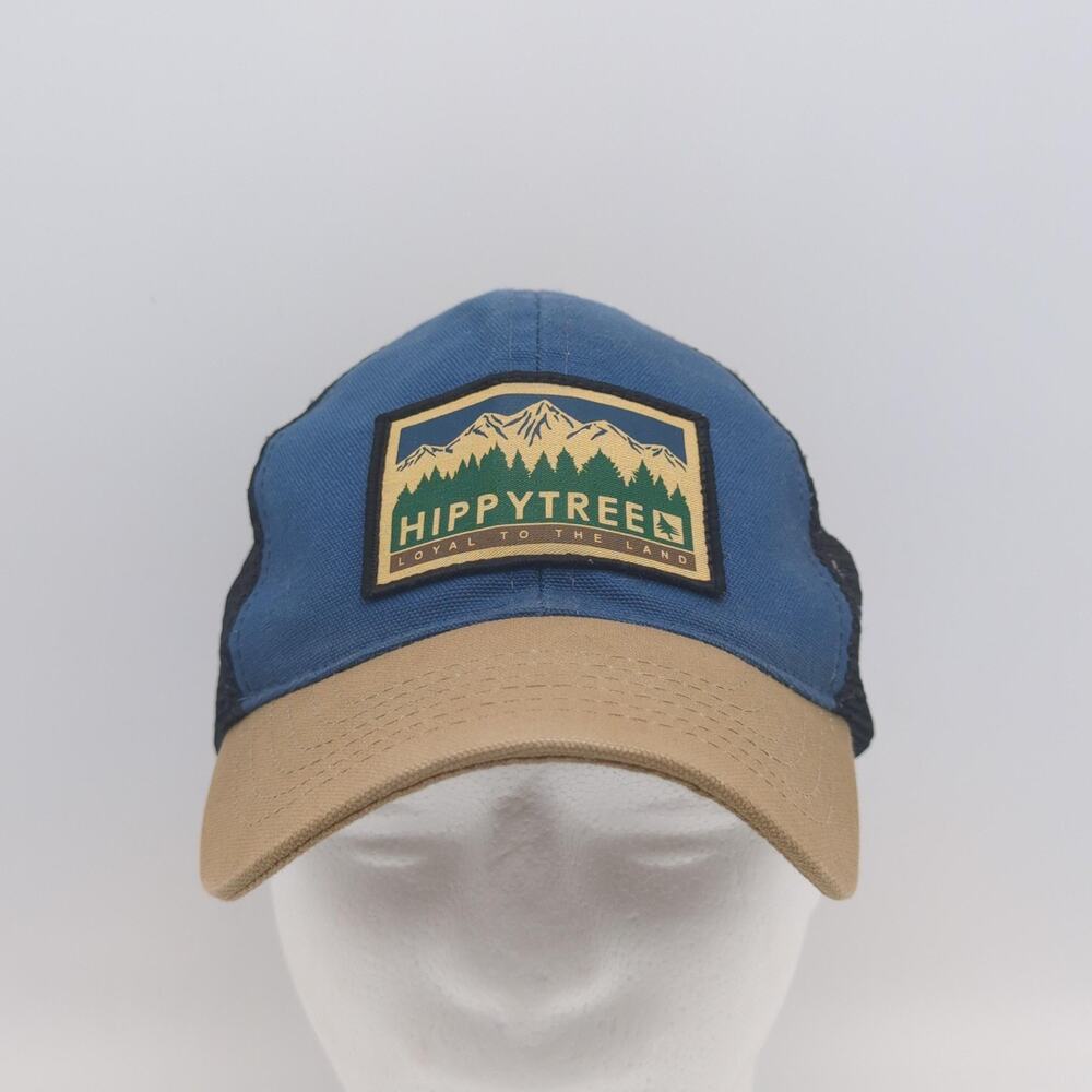 HippyTree Hat Mens Cap Snap Back Blue Tan Mesh Trucker Patch Sustainable Outdoor